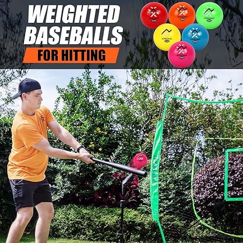 Miniatura 5 de Paquete de 6 pelotas de béisbol y sóftbol de práctica de polietileno, varias pelotas con peso para lanzar, golpear y lanzar