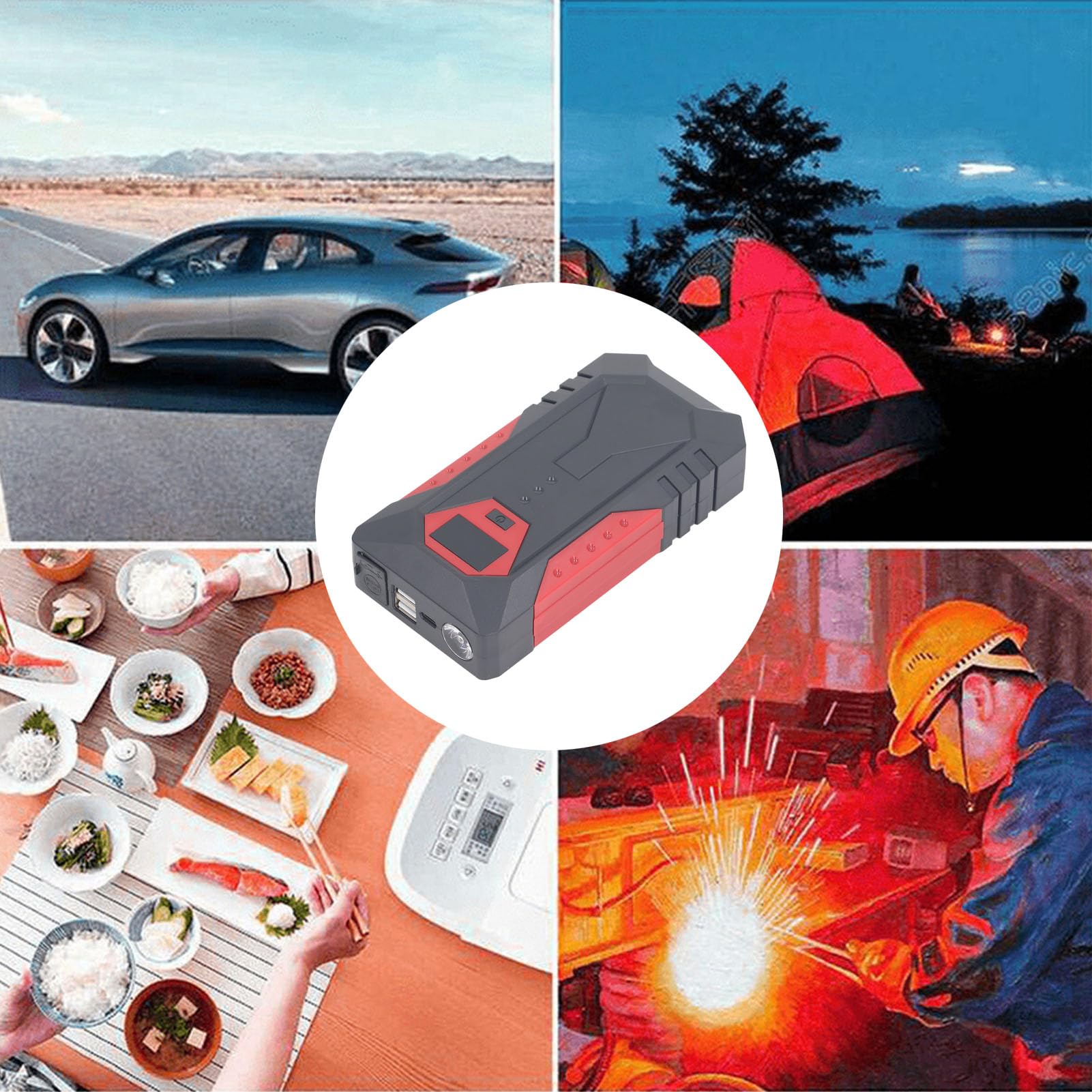 Cocoarm Cargador de BateríA de Coche de 12 V, Cargador de BateríA Portátil ABS de 18800 MAh, 600 A, Pantalla LED de Pico, Luz USB Dual para Conductores de Camping, Viajes de Emergencia en Menos 4 A