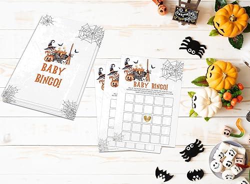 Miniatura 4 de Tuyashua Juego de bingo de Halloween para baby shower, juego de Halloween para baby shower, decoraciones de baby shower, suministros de fiesta de