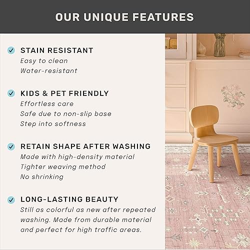 Miniatura 173 de Alfombra Boho Negra para Sala de Estar - Alfombra de Área Lavable de 10x14 Pies, Alfombras de Comedor para Debajo de la Mesa, Alfombra Suave de Pelo