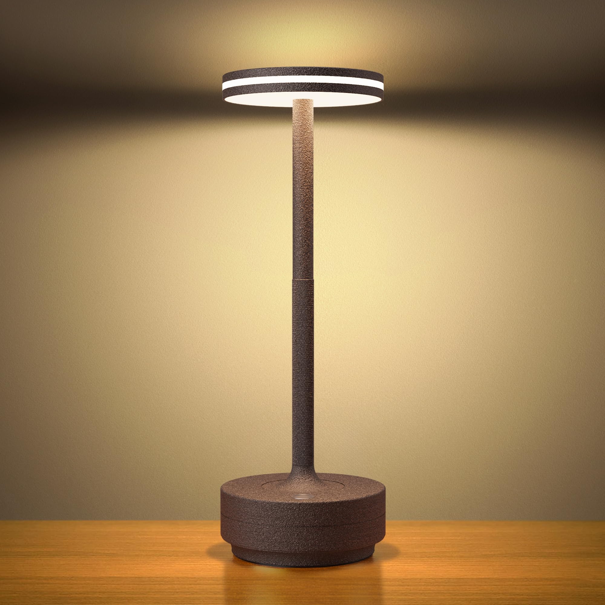 Hapfish LED Tischlampe Kabellos Akku, 5000mAh Touch Tischleuchte Dimmbar, Tischlampen Aufladbar,3 Farbtemperatur,Tischlampe IP54 Wasserdicht für Outdoor Nachttisch Esstisch Schreibtisch – Rost