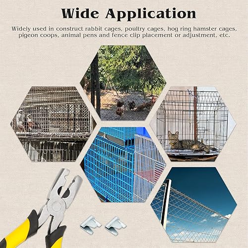 Miniatura 5 de 1500 clips de hebilla de jaula de alambre resistentes con alicates de cerca, clips de fijación de jaula de alambre, clips en J, pinzas a presión,