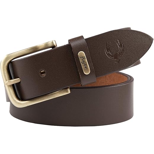 Flyer Mens Leather Belt Adjustable Genuine Brown/Black