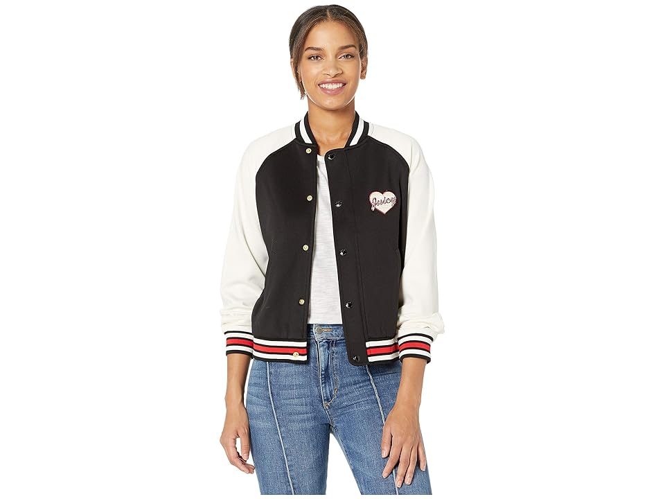 

Juicy Couture Juicy Letterman Tricot Track Jacket (Pitch Black) Women's Coat