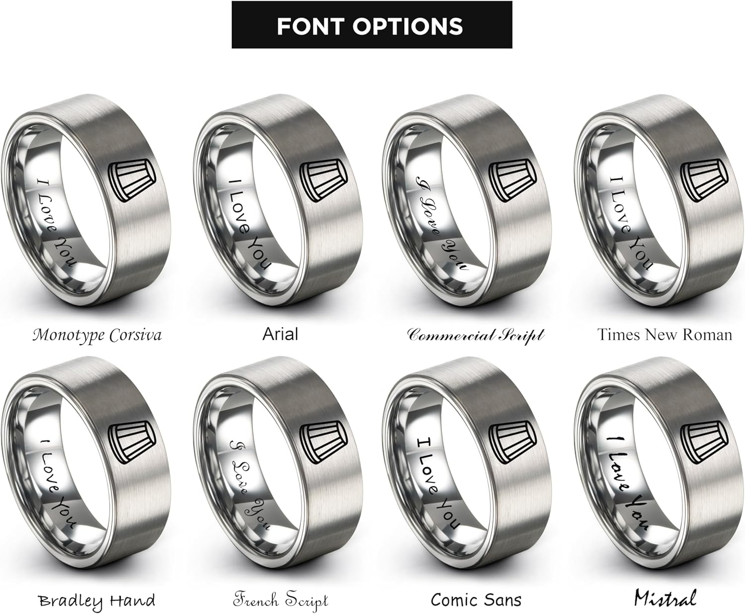 Gift for Sewing Fan - thimble Ring - Brushed Polished - 8mm - Anniversary Engagement Wedding - Men Women - Tungsten Carbide - Band - Personalized Custom Engraving - Flat Dome Bevel - Silver Black