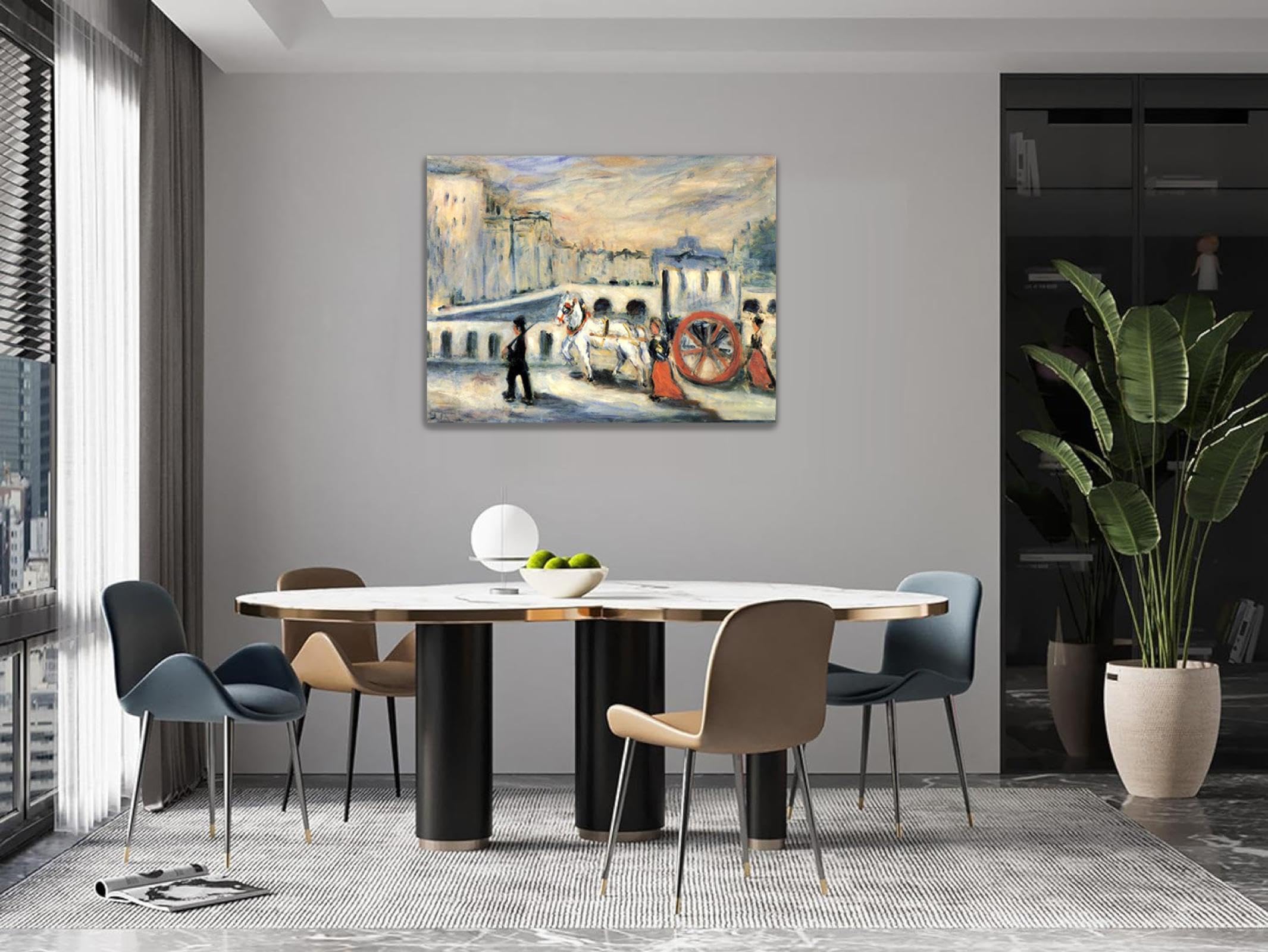 OZPWBVY Cuadro famosas Giclee Lienzo Impresión Pinturas-El carro rojo-Reproducciones de carteles e impresiones-Enmarcado listo para colgar 85x120cm(33x47in) marco interno