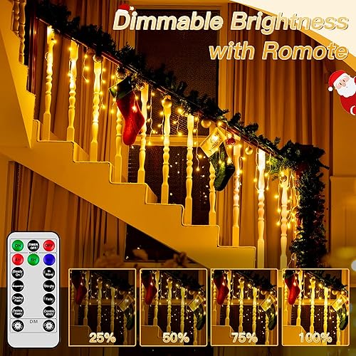 Miniatura 6 de Luces de carámbano para exteriores, 216 LED de 24 pies, luz de Navidad impermeable para exteriores con 8 modos y temporizador, luces de carámbano de