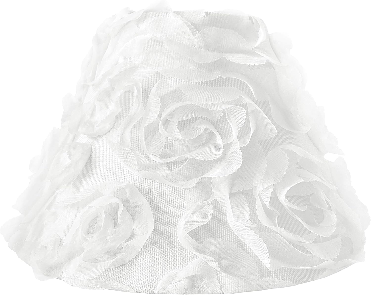 White Floral Rose Lamp Shade - Chiffon 4x7x10 in