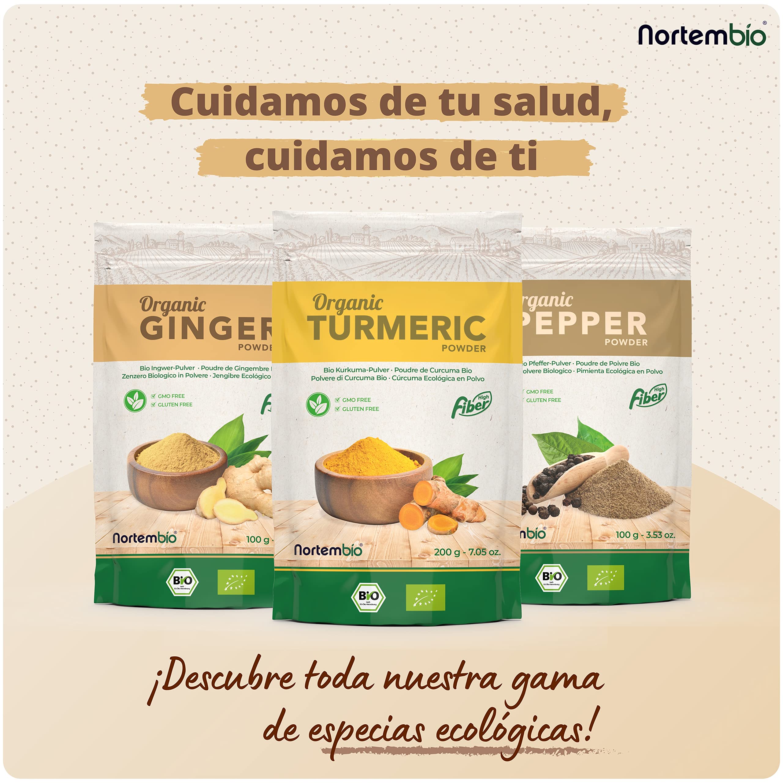 Nortembio Pimienta Negra Ecológica en Polvo 100 g. Origen 100% Natural. Calidad Gourmet. Pimienta Negra Molida Sin Aditivos ni Conservantes. Envase Hermético & Cierre Zip. E-Book con Recetas Incluido.