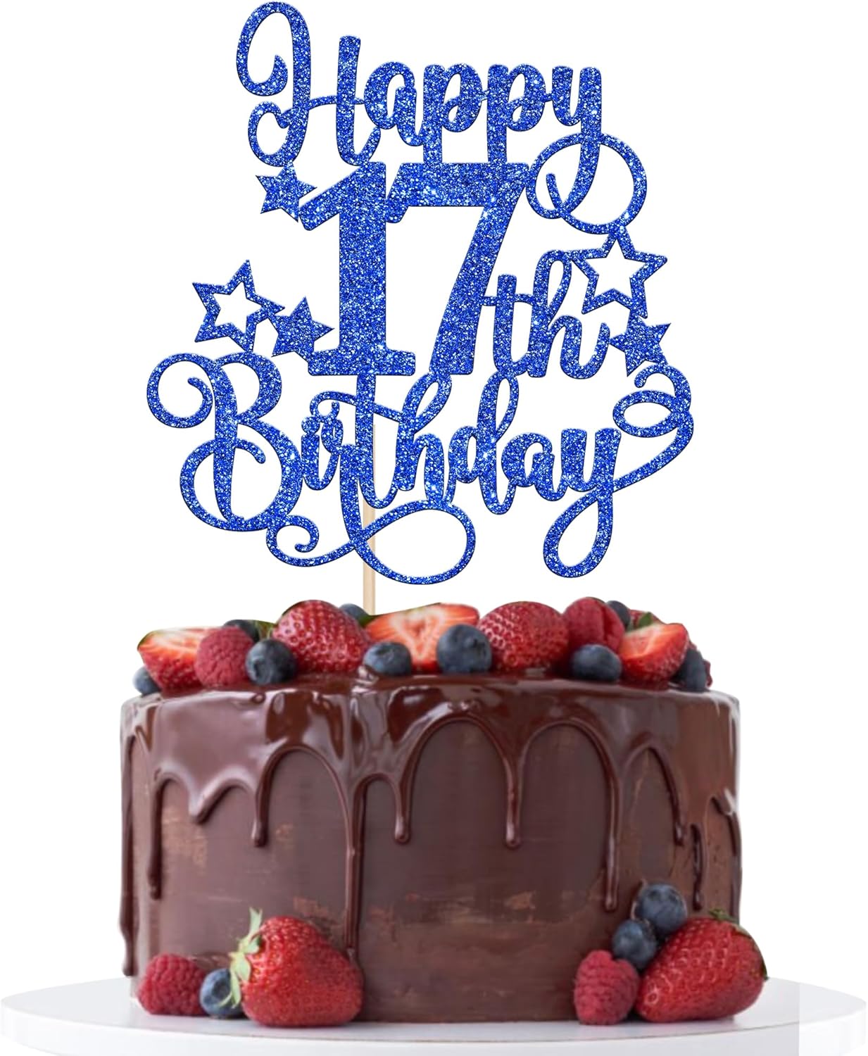 Amazon.com: 1 PCS Happy 17th Birthday Cake Topper Glitter Cheers to 17 ...