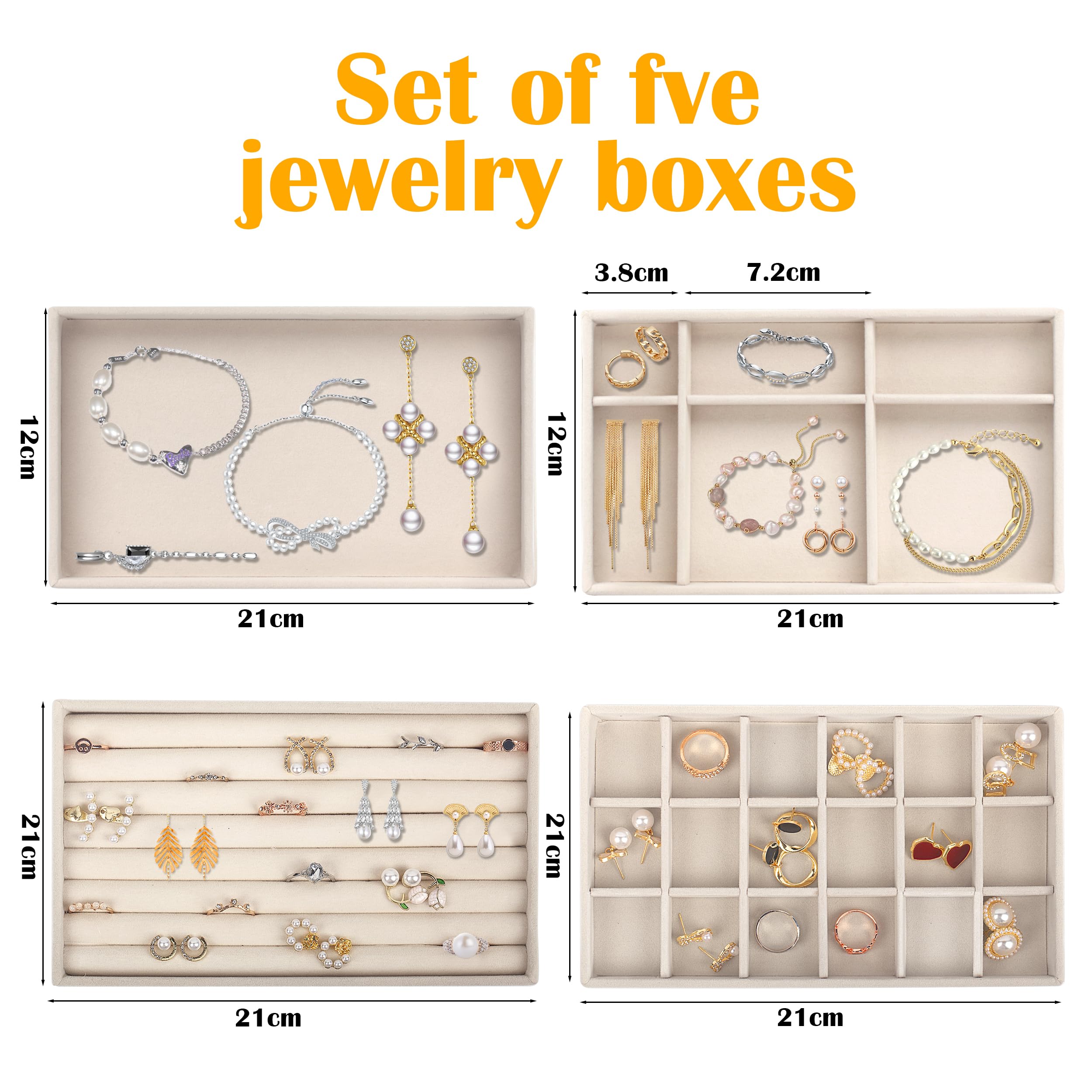 Schmuck Organizers,Schmucktablett,Schmuckaufbewahrung schublade, Schmuckeinsatz für Schubladen,Schmucktablett Stapelbar,Zum Aufbewahrung und Präseneren Von Ohrringe