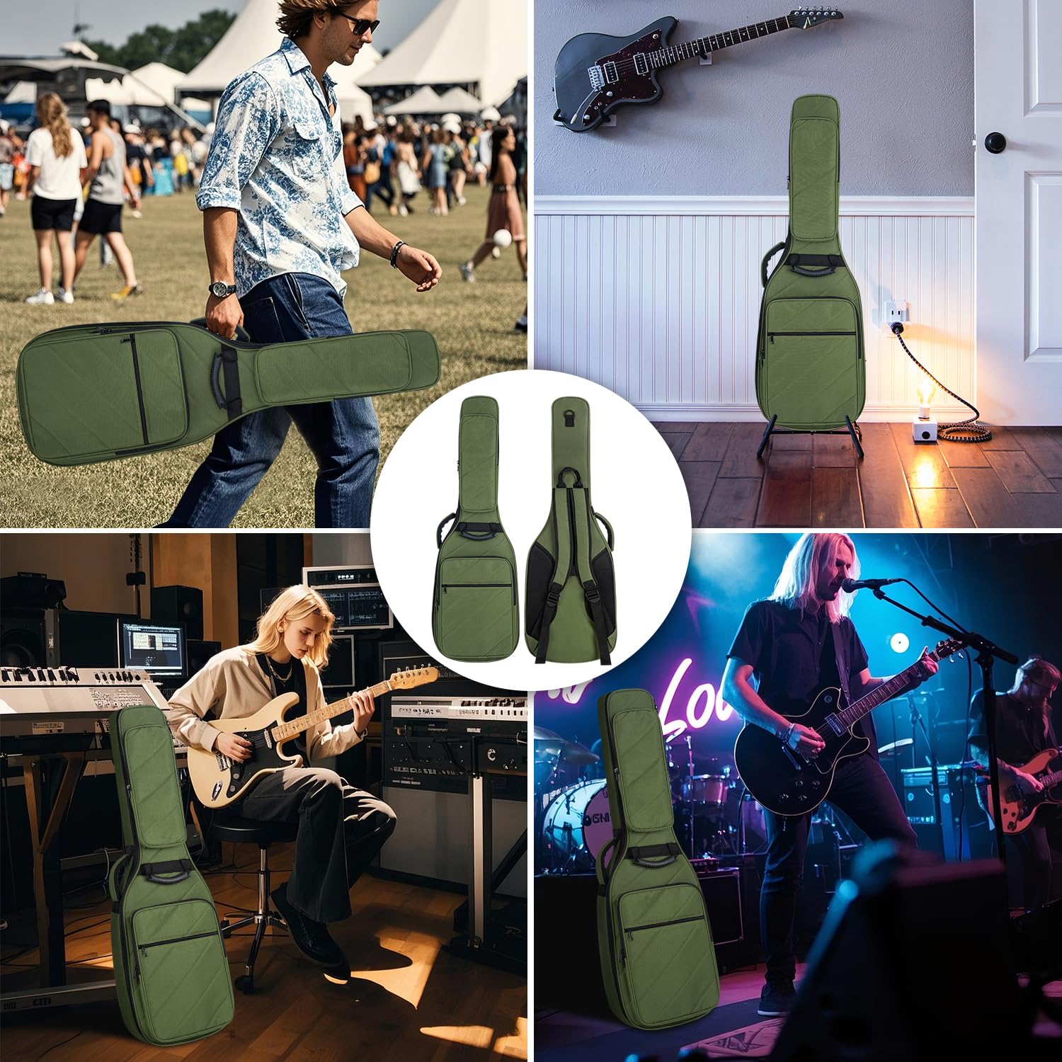 Funda para guitarra eléctrica de 41 pulgadas con acolchado de 15 mm, mochila impermeable suave para guitarra, correa de hombro ajustable, perfecta para la práctica diaria y protección del
