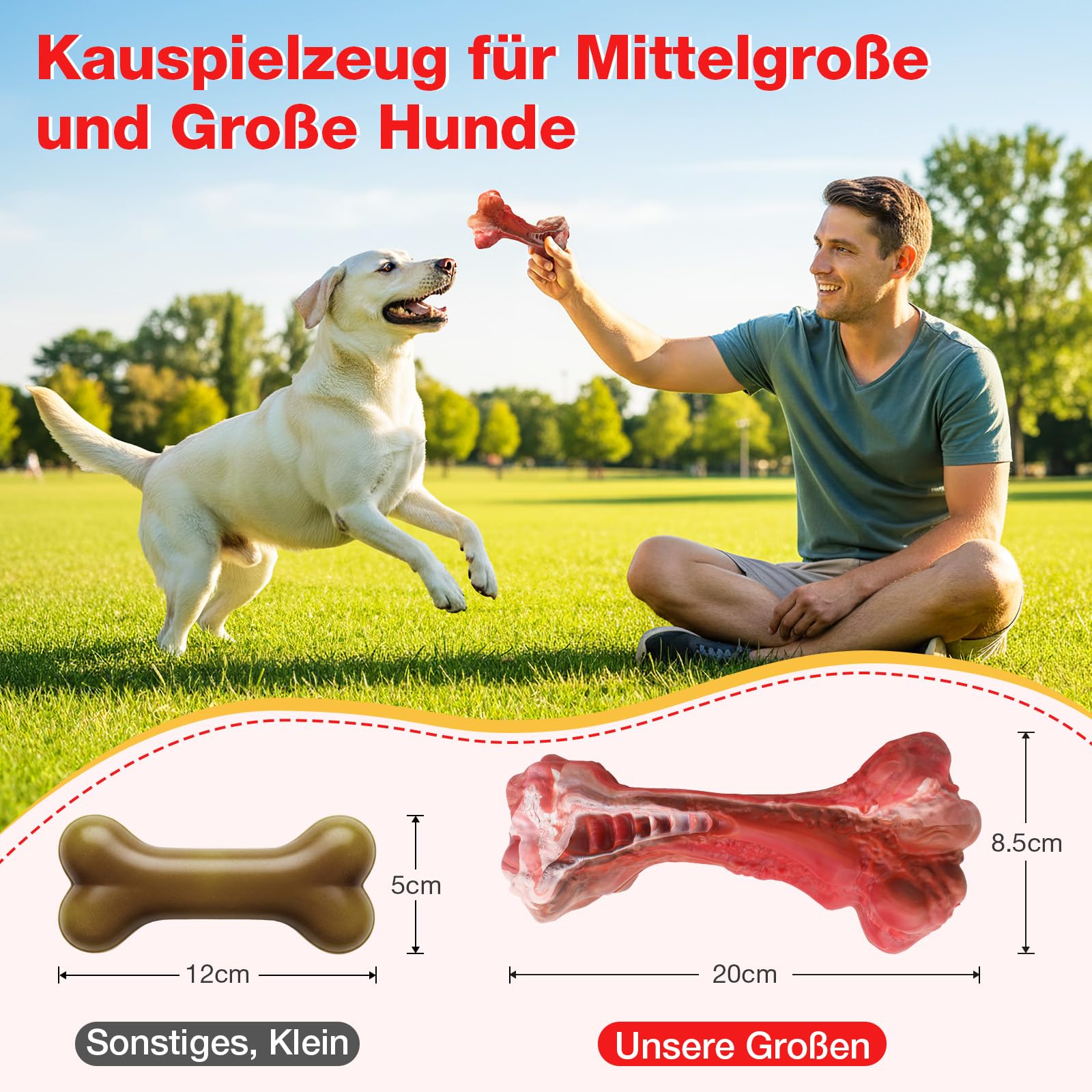 RUXAN Giocattoli da masticare per cani, giocattoli a forma di osso che alleviano lo stress, ghetti interattivi per cuccioli, cani piccoli, medi e grandi