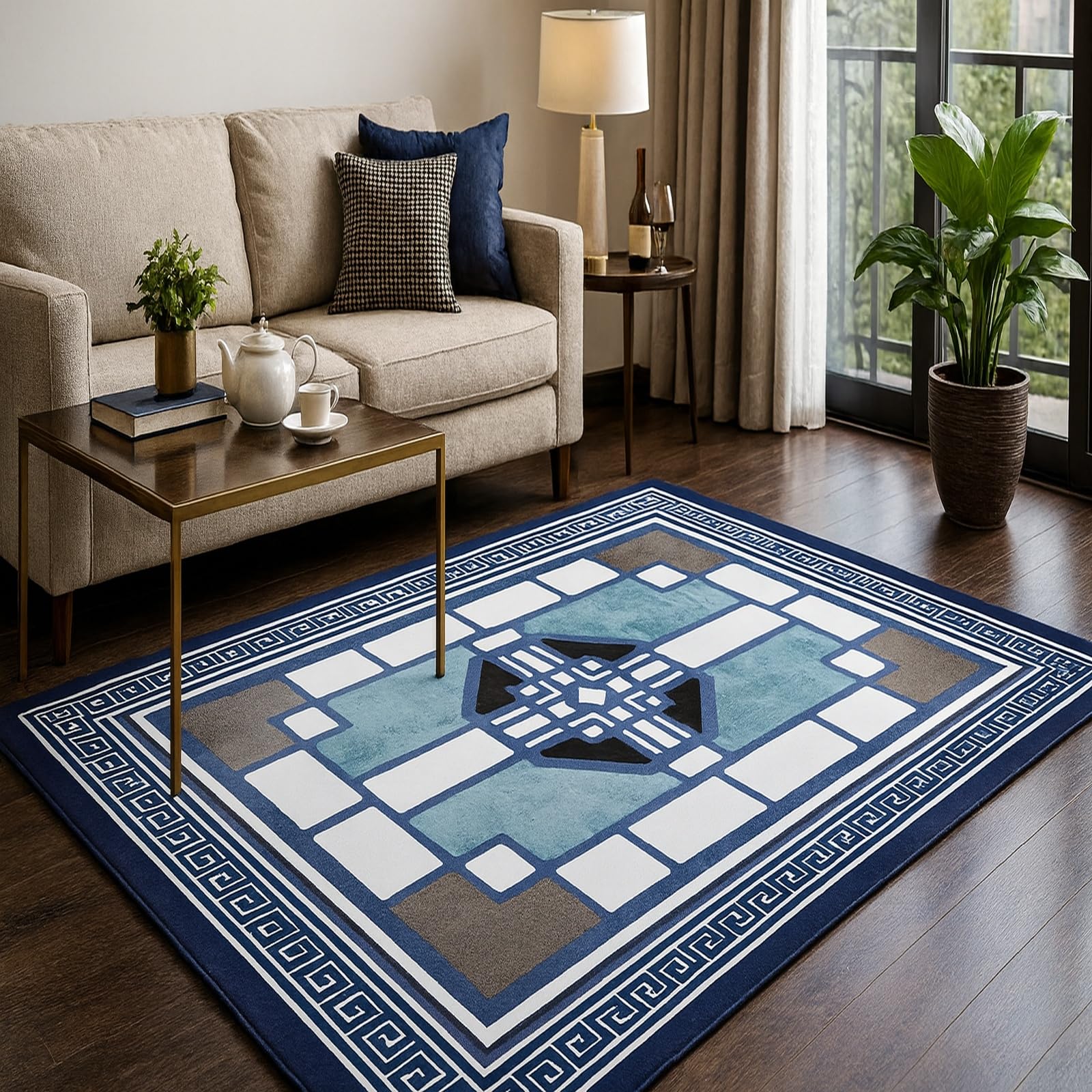 Tapis poils ras facile à nettoyer 100 x 160 cm pour éliminer les taches de cuisine