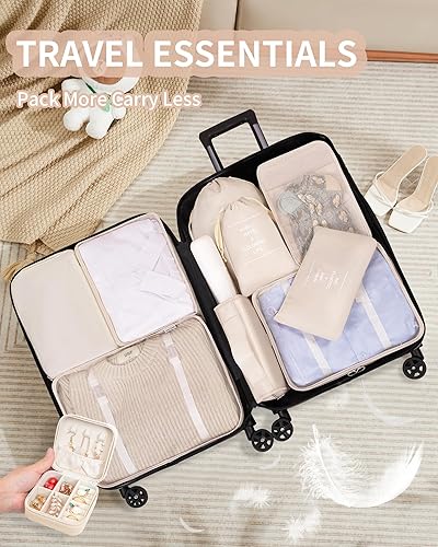 Miniatura 3 de Juego de 11 cubos de embalaje, organizadores de maleta, bolsas organizadoras de equipaje, con bolsa de aseo personal, artículos esenciales de viaje,