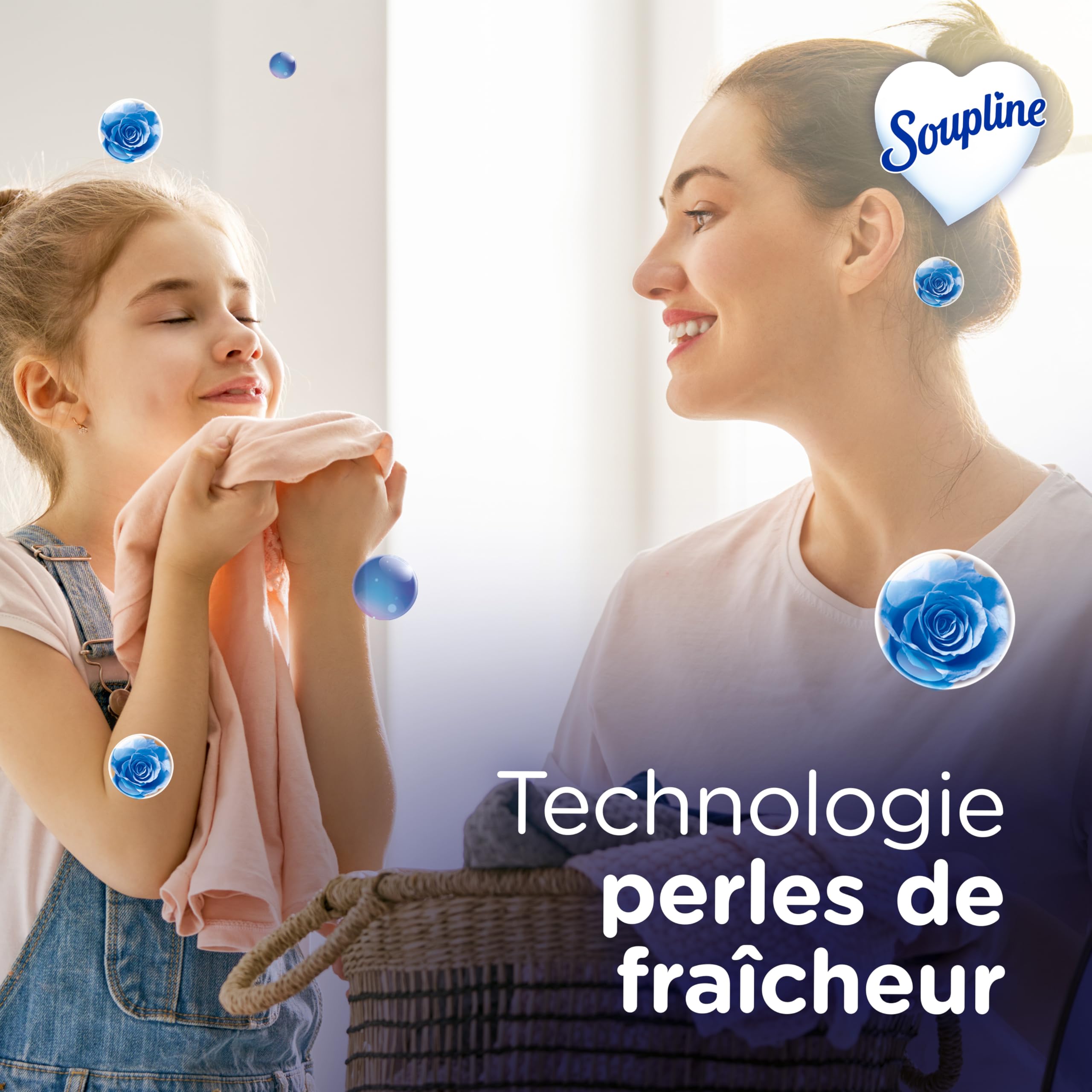 SOUPLINE - Adoucissant Concentré Soupline 3D Moments Magiques Câlin d'Amour - Formule Testée Dermatologiquement - Lot de 8 x 1,2 L