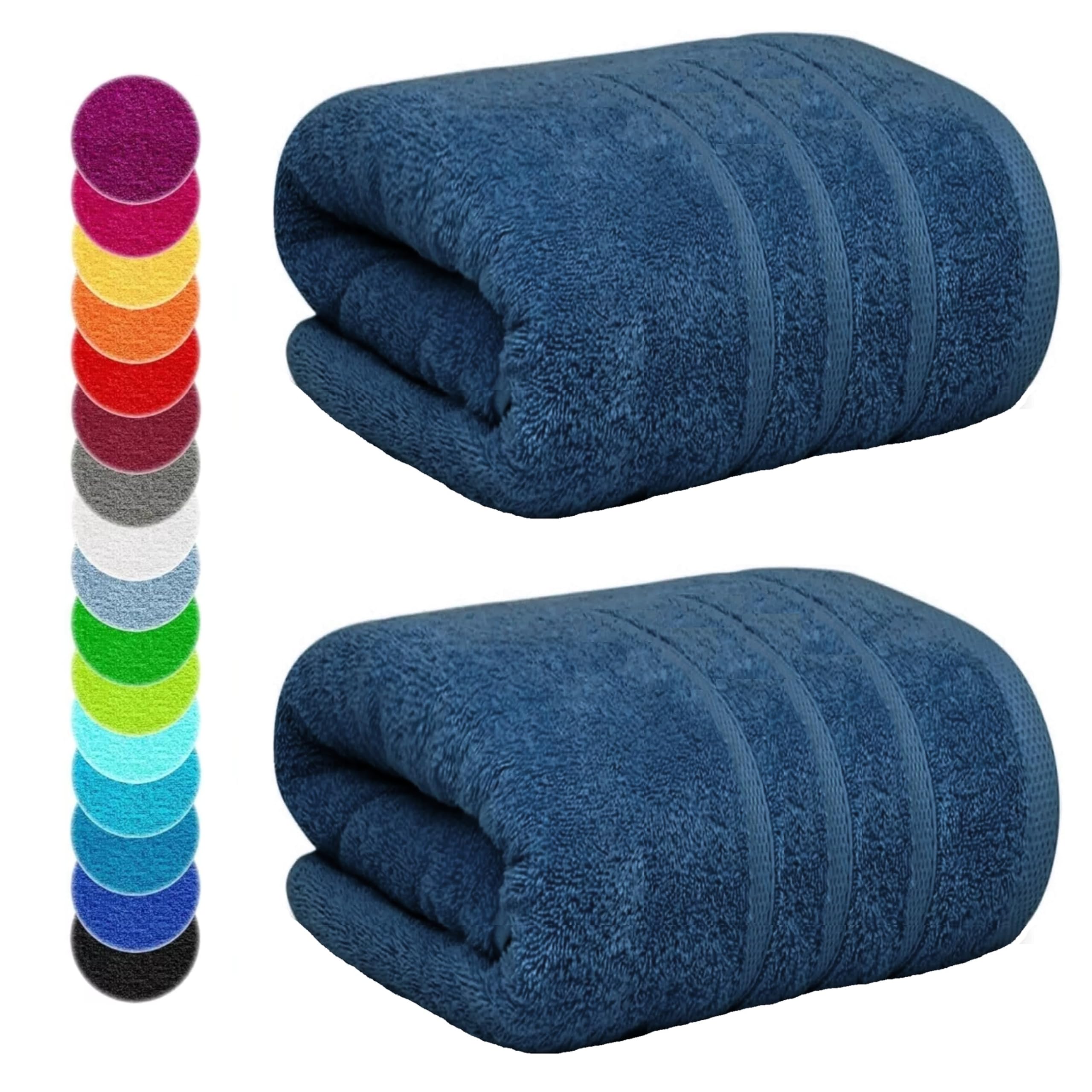 2 X Extra Large Super Jumbo Bath Sheets Towels (100x200 cm, 600-GSM) Luxury Soft Towels 100% Egyptian Cotton XL Big Bathroom Towel (Blue, 2) — image 1