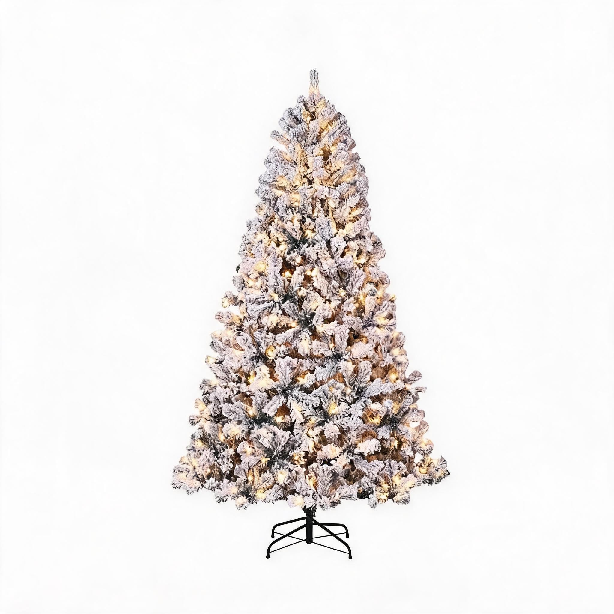 GarveeTech Schneebeflockter Weihnachtsbaum, Warmweiße LED, Klappsystem