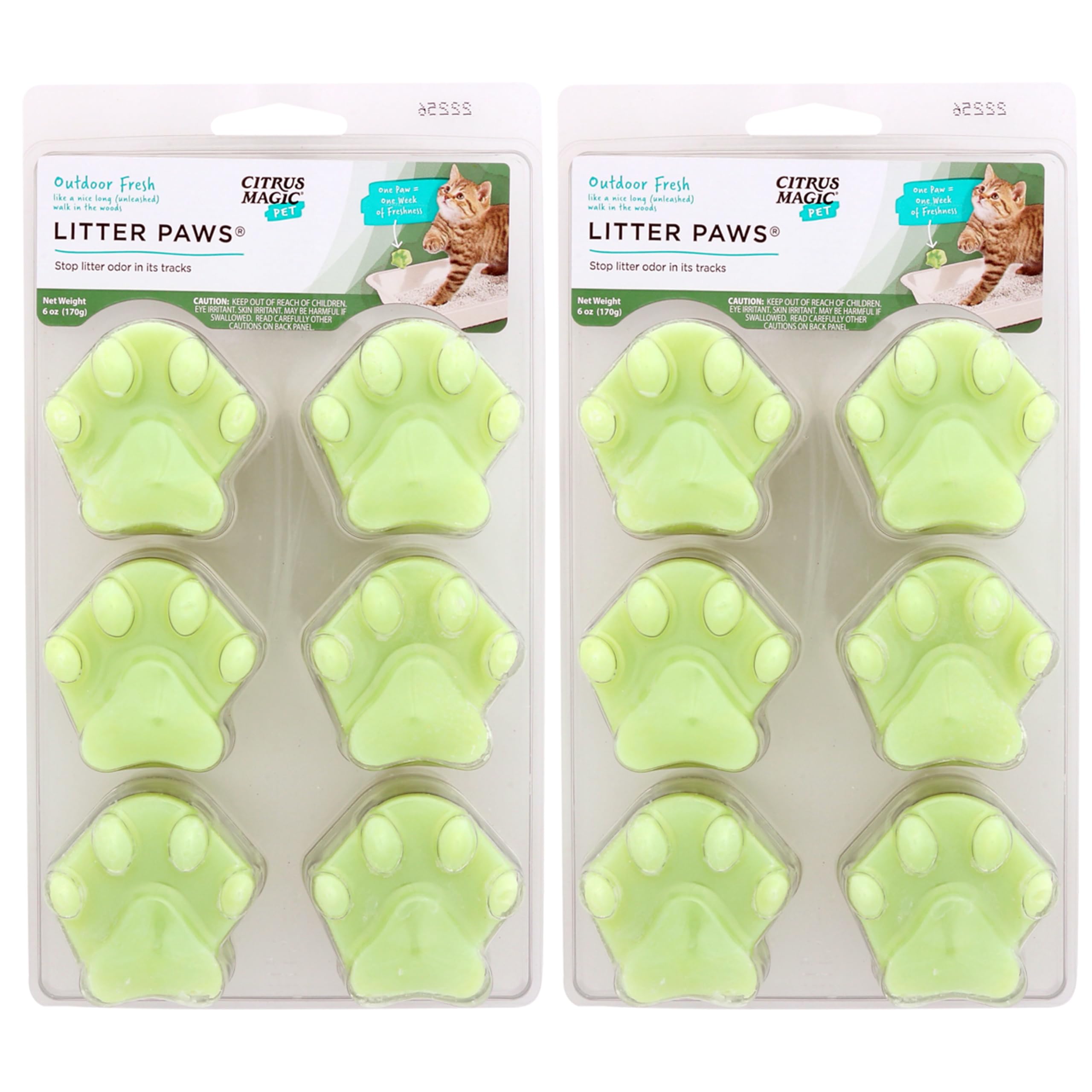 Citrus Magic Pet Odor Control Paws for Litter, Outdoor Fresh, 6-Count, Pack of 2