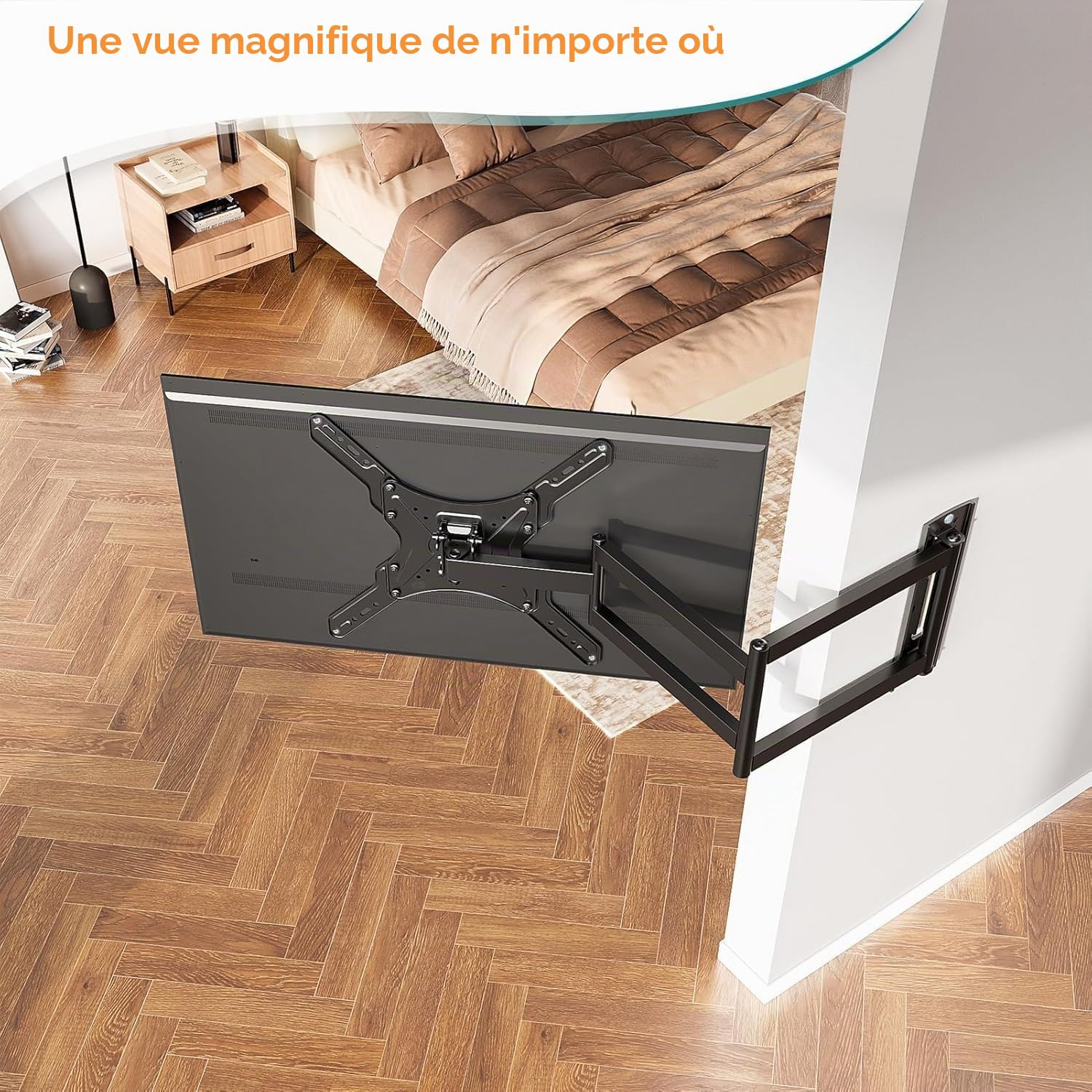 ELIVED Support mural TV à bras long de 950 mm pour téléviseurs de 26 à 65" | Support TV d'angle extensible, max. VESA 400 x 400 mm, supporte jusqu'à 35 kg, EV3018