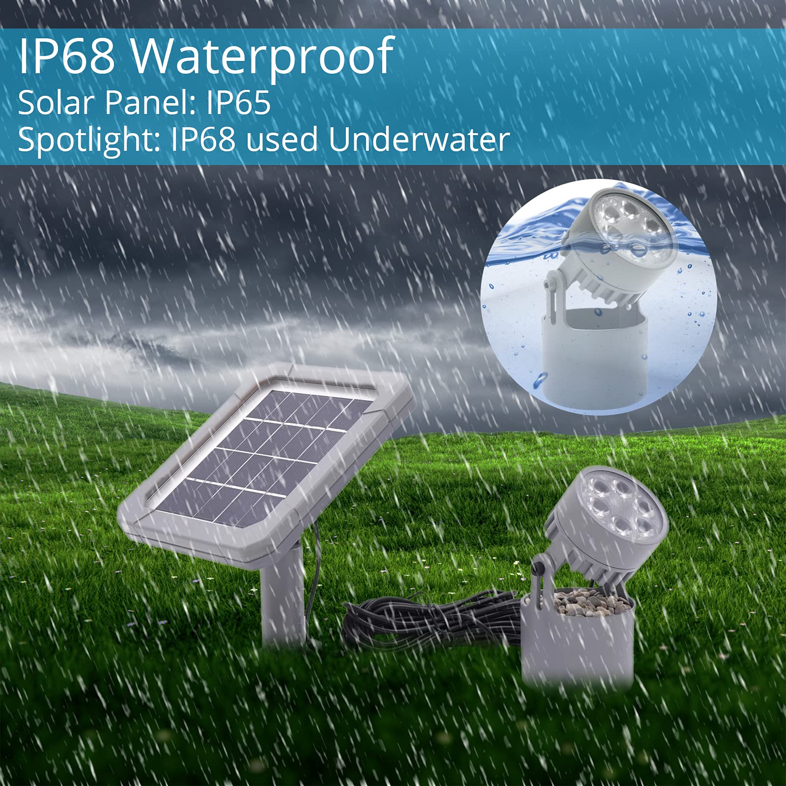 Colamarine Koi Solar-Teichleuchten, IP68 wasserdicht, warmweiß, Unterwasser-Tauchlicht, Amphibien-Solarstrahler, 6 LEDs, Außen-Landschaftslampe, automatisches Ein-/Ausschalten für Gartenteich