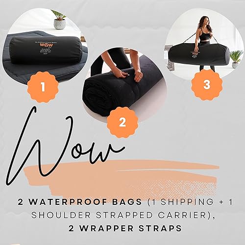 Miniatura 9 de Colchón japonés para el dolor de espalda  Shikibuton negro tono  Alfombrilla de tatami para dormir  Cama almohada tumbona  Colchón enrollable