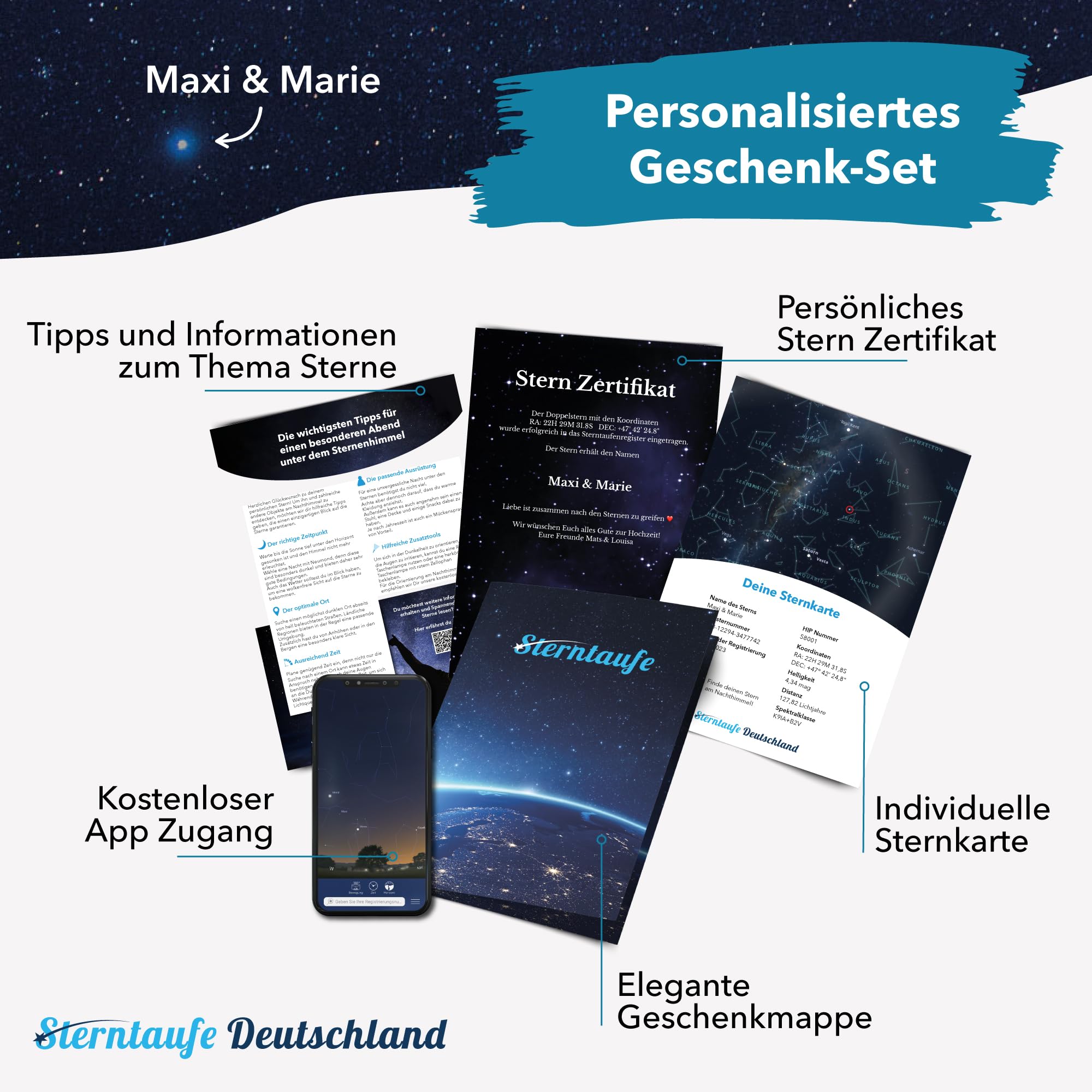 Sterntaufe zur Hochzeit - Sternt taufen für das Brautpaar. Personalisiertes Hochzeitsgeschenk so ewig wie die Liebe