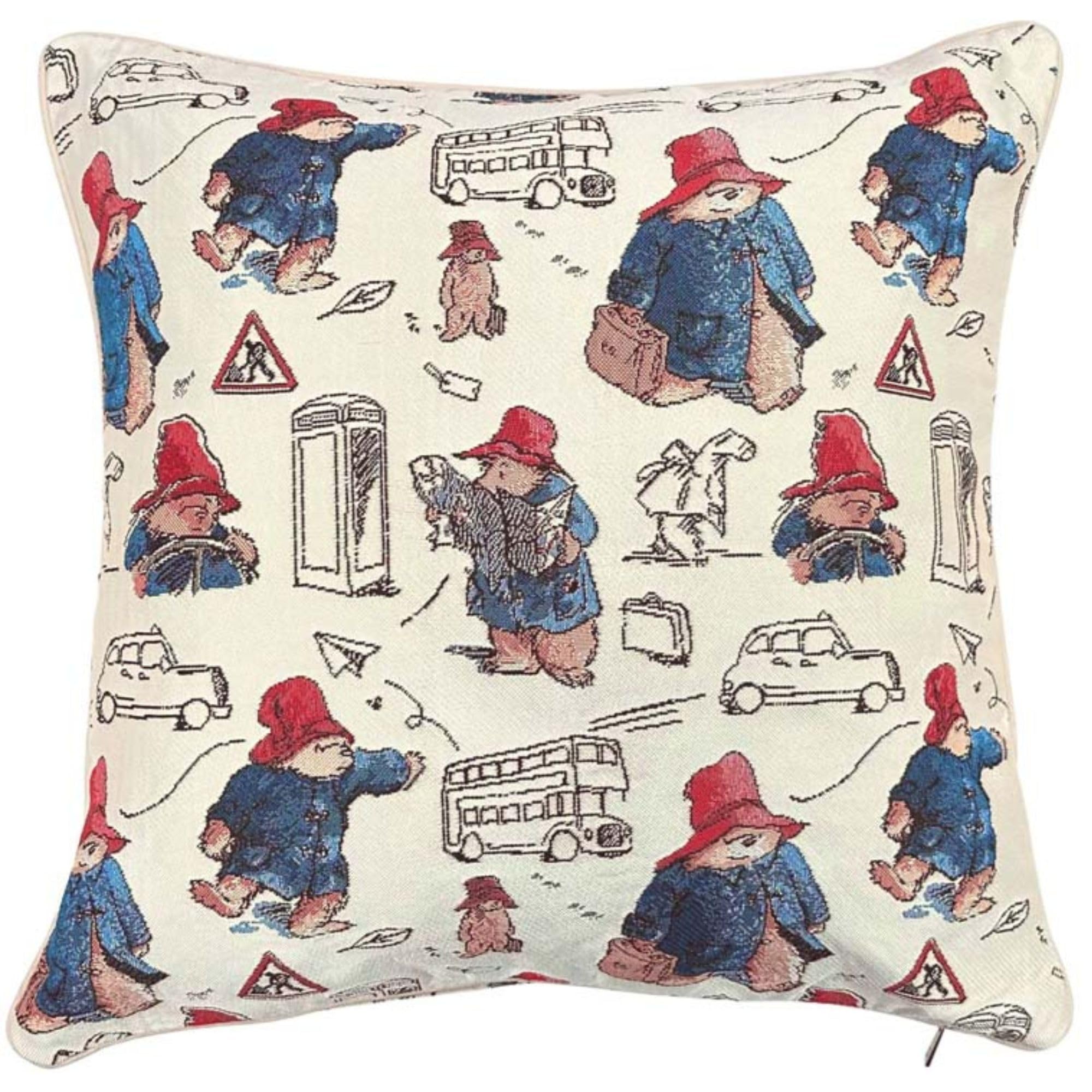Signare Tapestry Cushion Cover 18 x18 inches 45cm x 45cm Decorative Sofa Cushions with Paddington Bear Designs (Paddington Bear, CCOV-PADD)