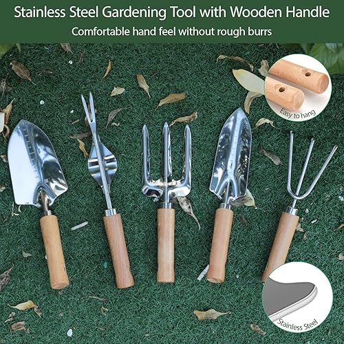 Miniatura 4 de Juego de herramientas de jardín, kit de 10 piezas con taburete plegable resistente, bolsa de almacenamiento desmontable, herramientas de acero