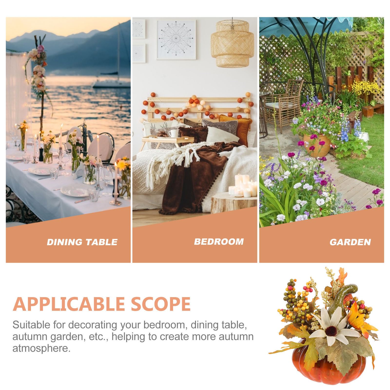 Decorazione Artificiale Zucca Qj703 in Plastica per Tavolo Autunnale