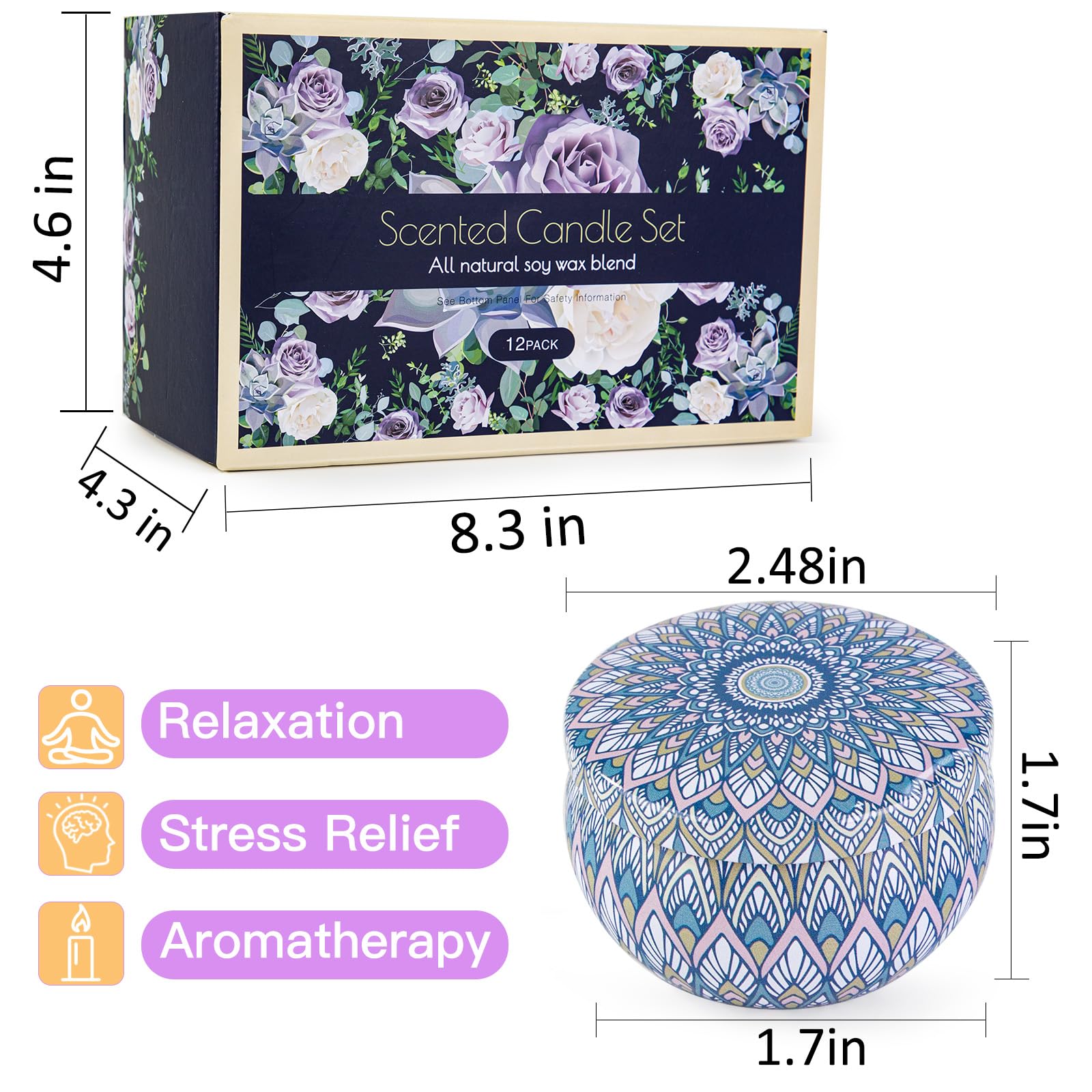 Duftkerzen-Geschenk-Set, Aromatherapie-Kerzen für Frauen, Kerzen für Zuhause, 300 Stunden lange Brenndauer, Sojawachskerzen-Set, Geschenke für Mutter, Frauen, Spa, Geburtstag, Jahrestag,