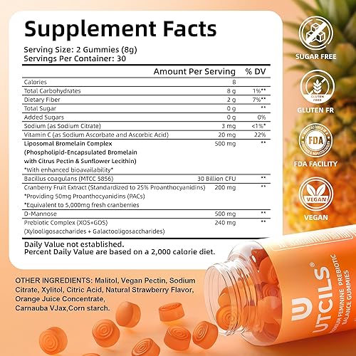 Miniatura 2 de Liposomal Premium - Gomitas de equilibrio femenino, gomitas probióticas avanzadas para mujer con bromelina y arándano PAC, triple objetivo para el