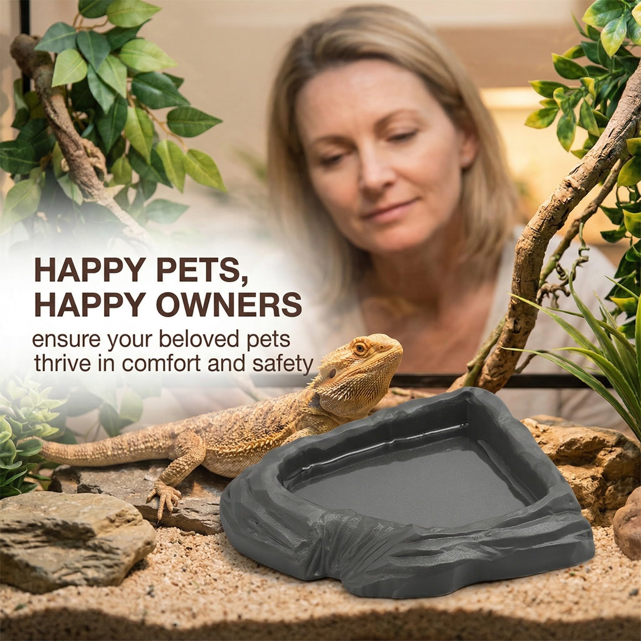 2 Pièces Bol D'Alimentation Pour Reptiles Nourriture Tortue Terrestre, Nourriture Pour Bol Pour Reptiles En Feuilles, Bol À Boire Pour Maison De Tortue, Bol D'Eau Pour Reptiles