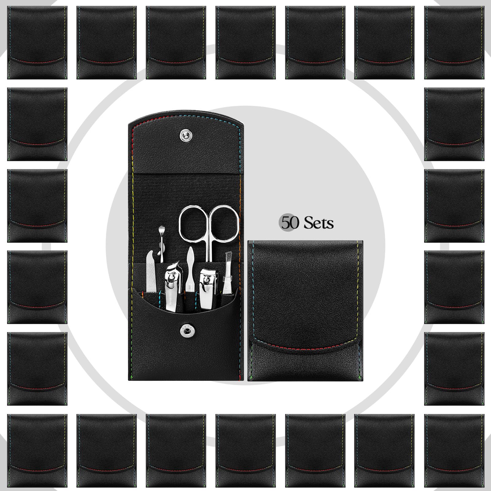 Geosar Juego de 50 piezas de manicura de viaje, cortaúñas, pedicura, herramientas profesionales para el cuidado de las uñas, de acero inoxidable, con estuche de viaje portátil, regalos para la familia