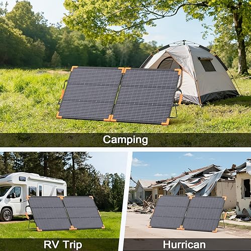 Miniatura 8 de Panel solar portátil bifacial de 100 vatios para estación de energía, cargador solar plegable de 20 V con impermeabilidad IP68, 23.5% de alta