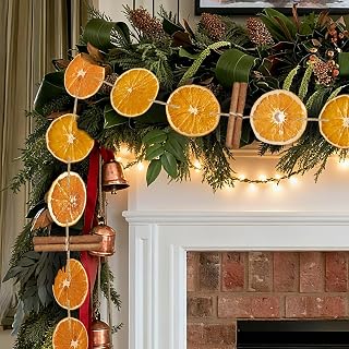 Christmas Decorations-10Ft Dried Orange Garland with Cinnamon Sticks - Handcrafted Fall Christmas Garland for Indoor Decor Xmas Tree Mantles Parties Porch Decor (Orange with Cinnamon Set)