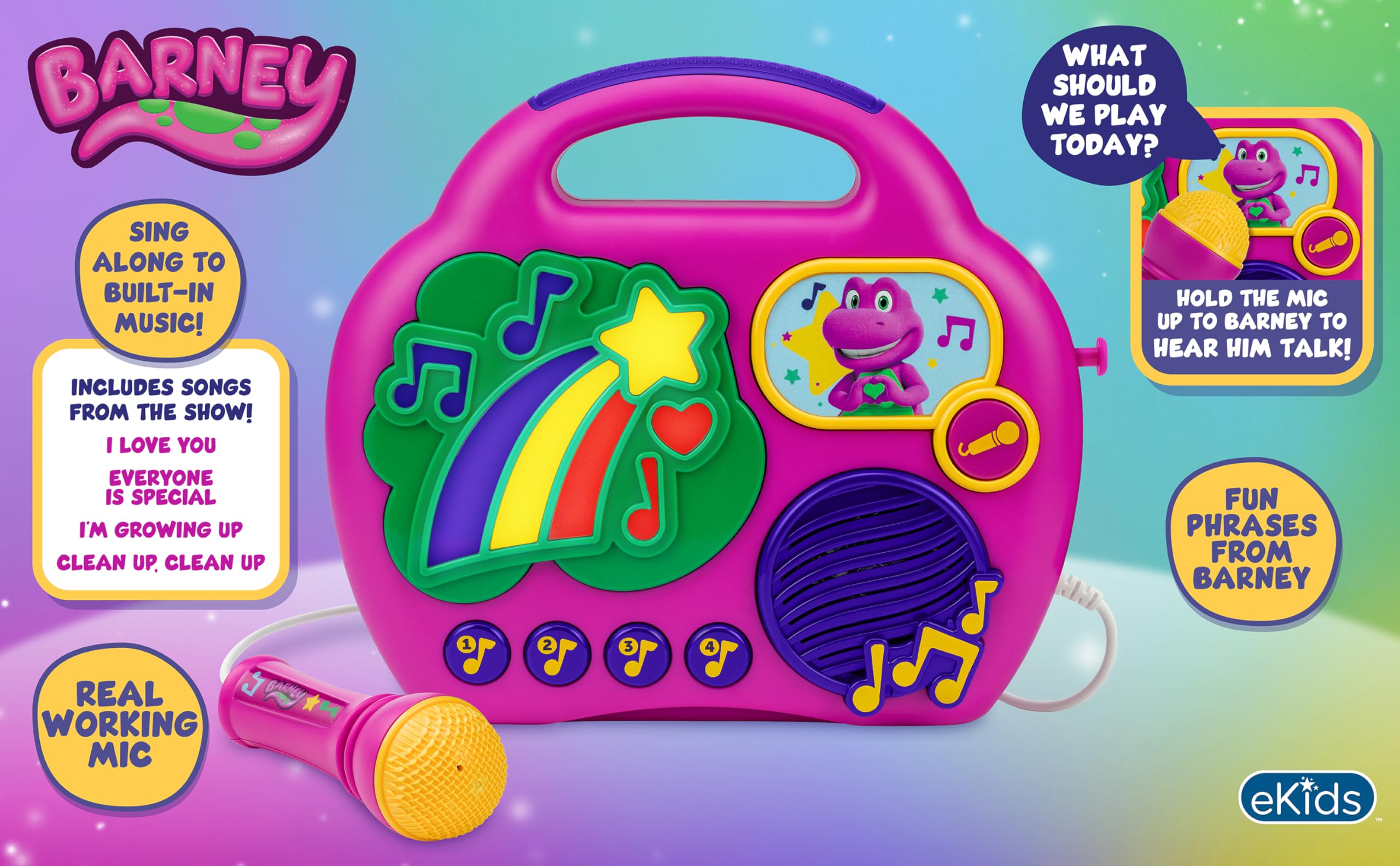 Amazon.com: eKids Barney Karaoke Microphone with Boombox for Fans