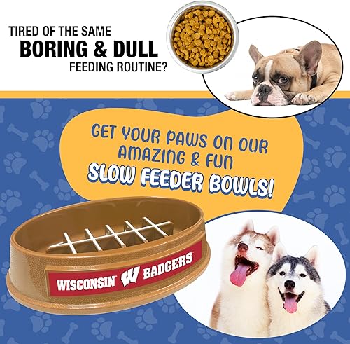 Miniatura 348 de NCAA Super-Bowl Iowa Hawkeyes - Cuenco para perros de alimentación lenta con diseño de fútbol para una digestión saludable. Cuenco antideslizante
