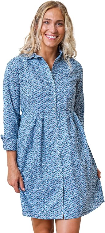 Hope & Henry Womens Long Sleeve Button Front Tiered Dress