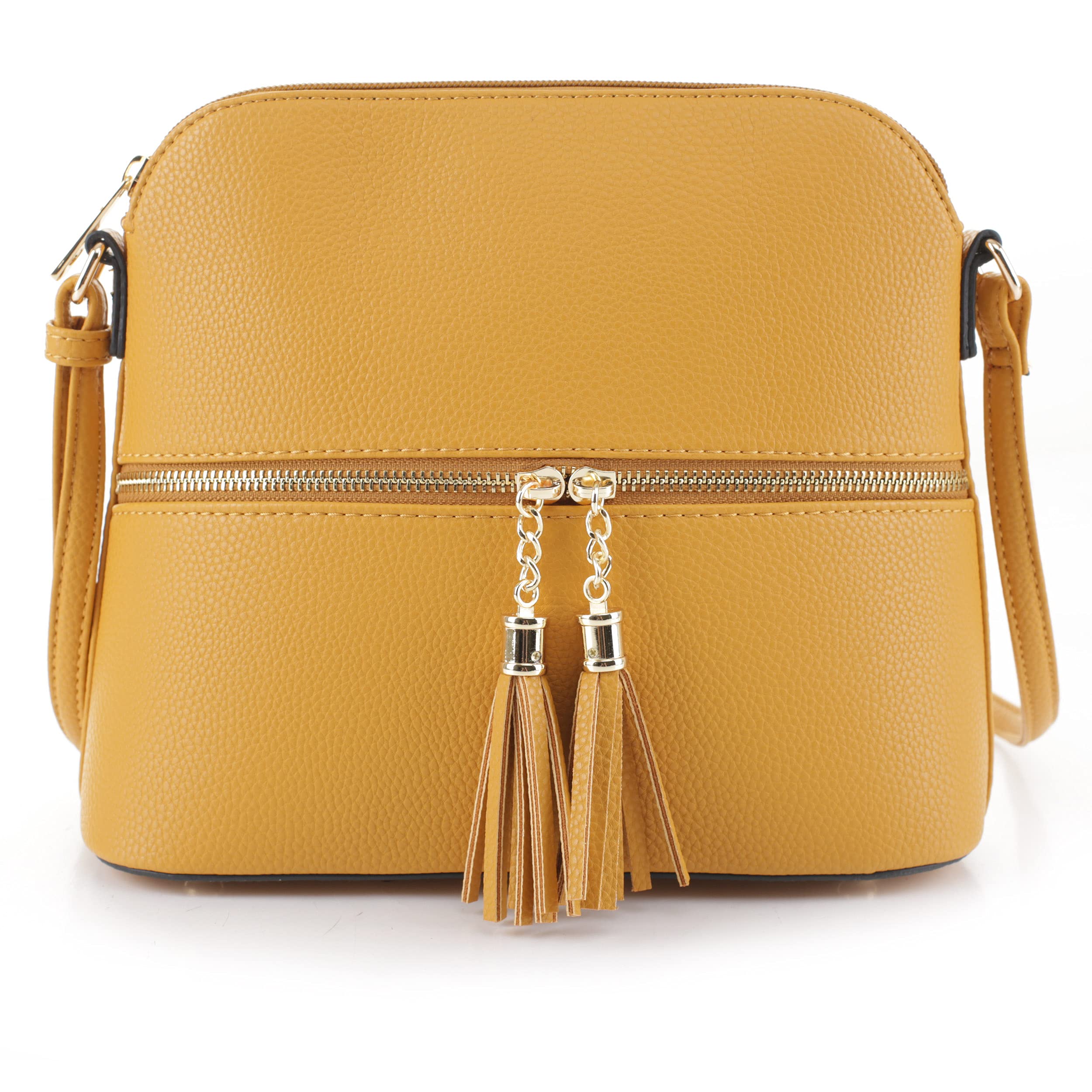 SG SUGULunar Lightweight Medium Dome Crossbody Bag Shoulder Bag with Tassel | Zipper Pocket | Adjustable Strap