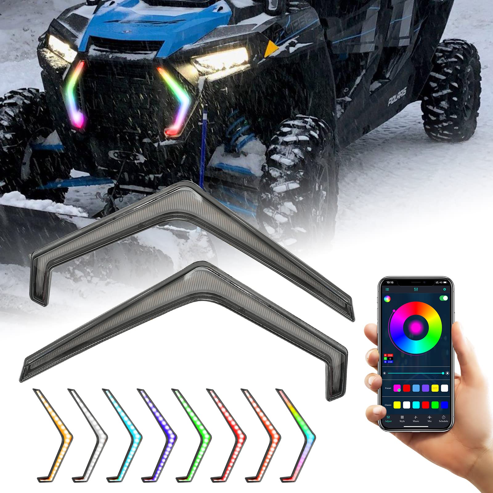 Buy RZR Fang Lights Kit RGB,Polaris RZR Accent Light Bluetooth Connect
