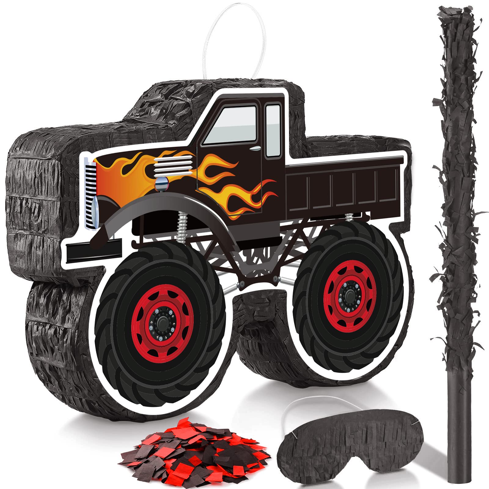 Poen Construction Piñata - 16 Inch Race Car Road Number 3 With Stick, Blindfold & Confetti For Birthday Party - View #4