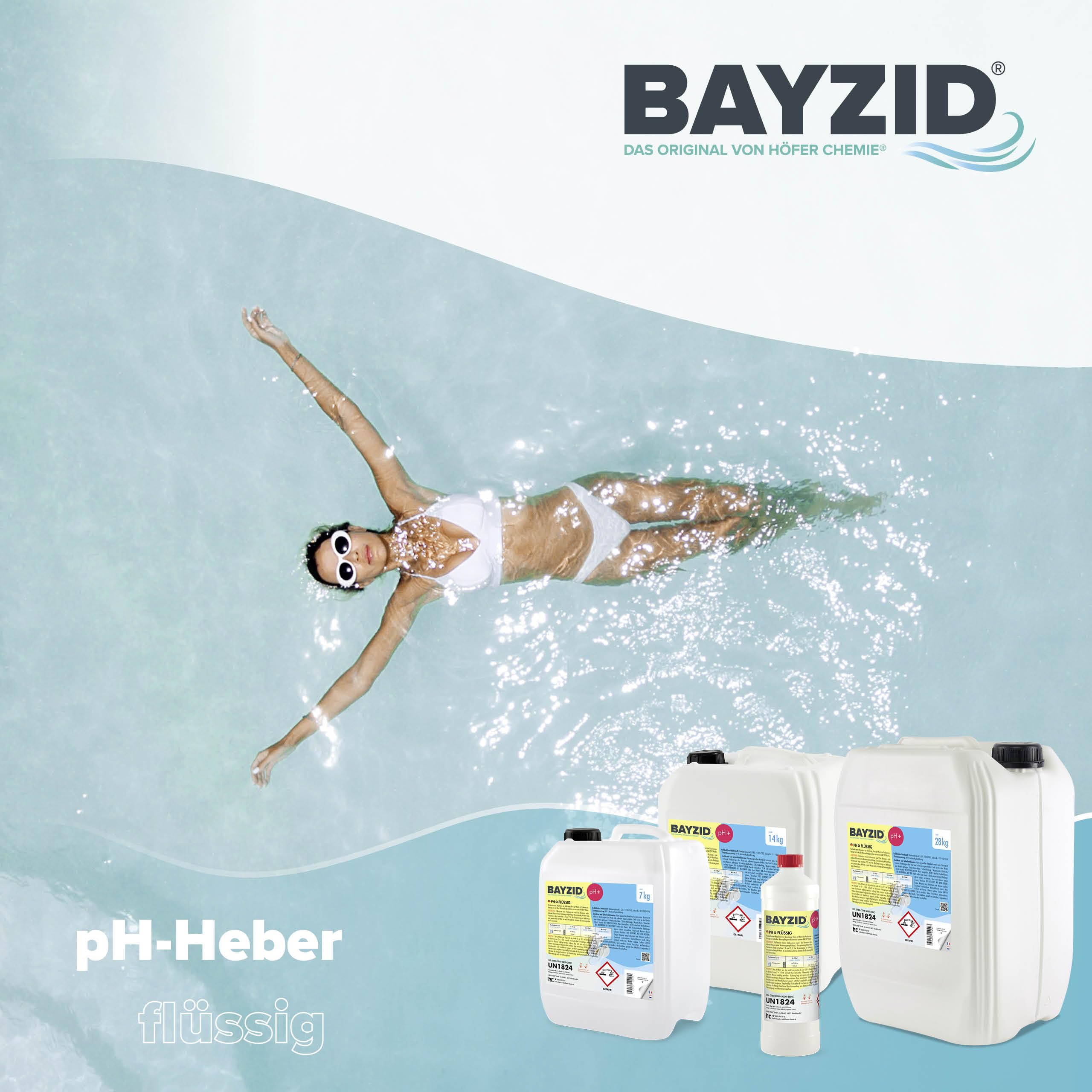 Höfer Chemie BAYZID pH Plus 14 kg flüssig pH Heber für Pool Wasserqualität