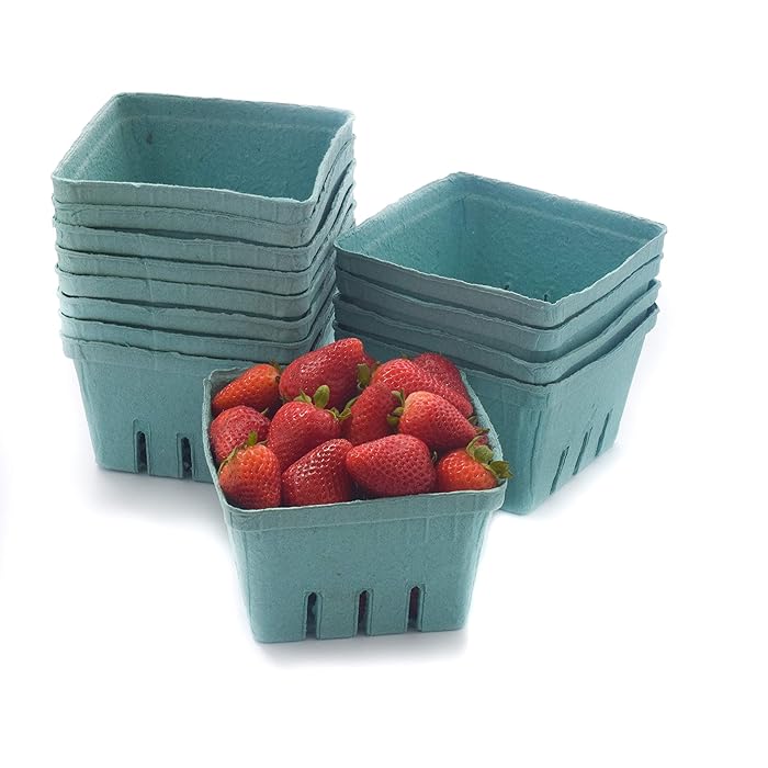 Buy 42 Pack QUART Green Molded Pulp Fiber Berry/Produce Vented Baskets