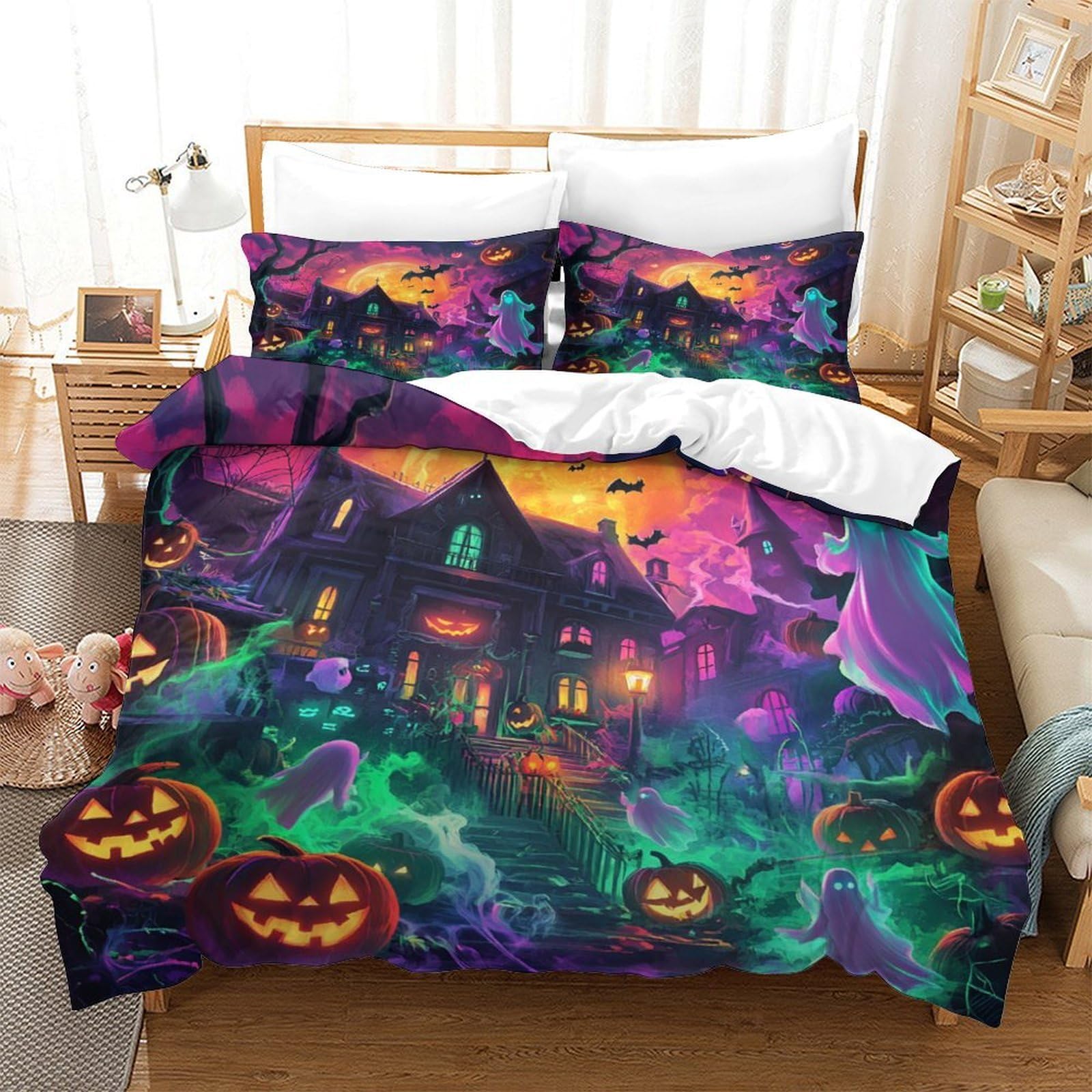 Parure de lit Tour Eiffel 3D en microfibre 135x200cm pour chambre d'ado