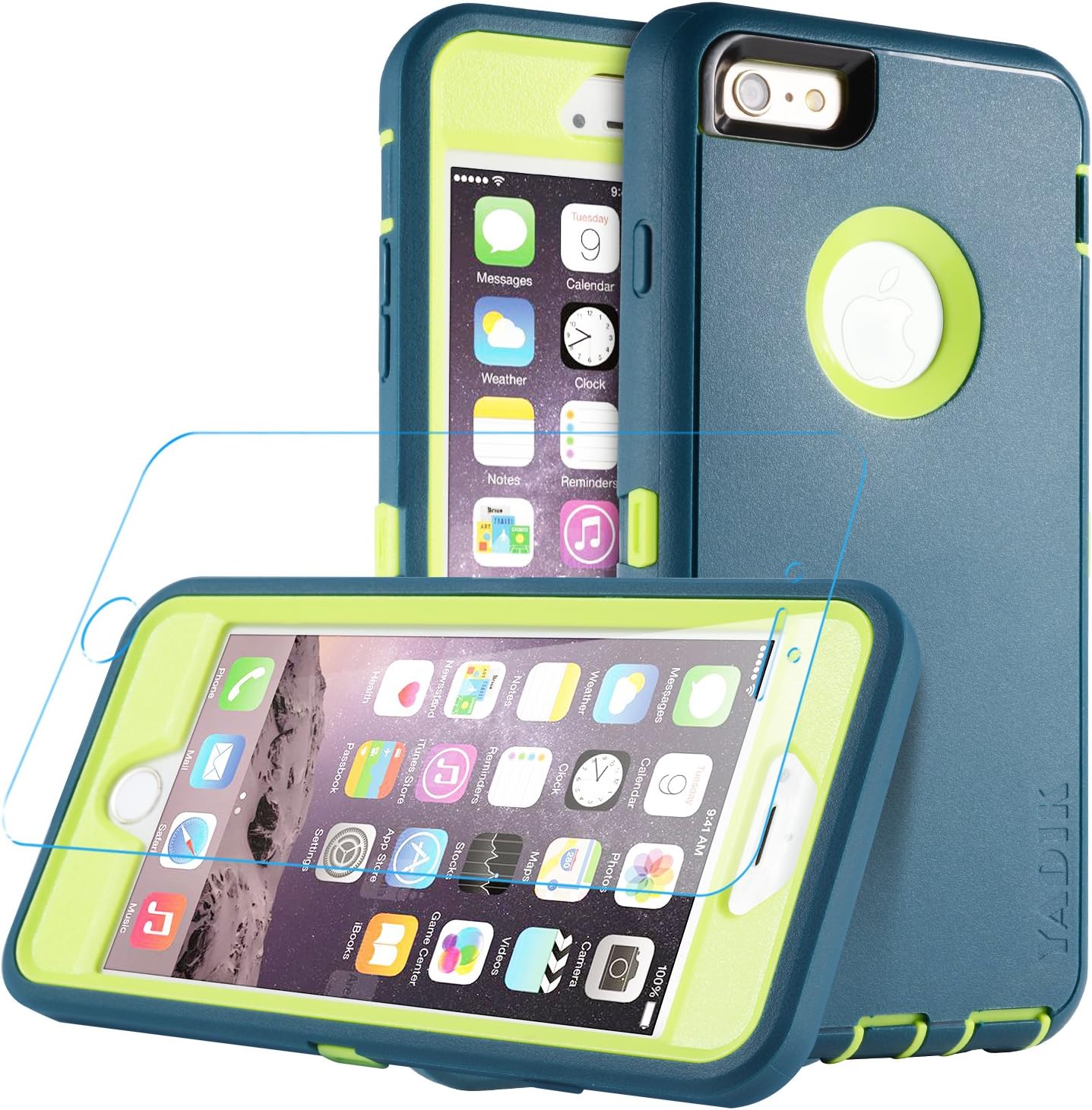 iPhone 6S Plus,iPhone 6 Plus 5.5 inch Case, Yadik Protective Heavy Duty Military Grade Hybrid Silicone PC Case for iPhone 6S Plus,iPhone 6 Plus(Navy Green)