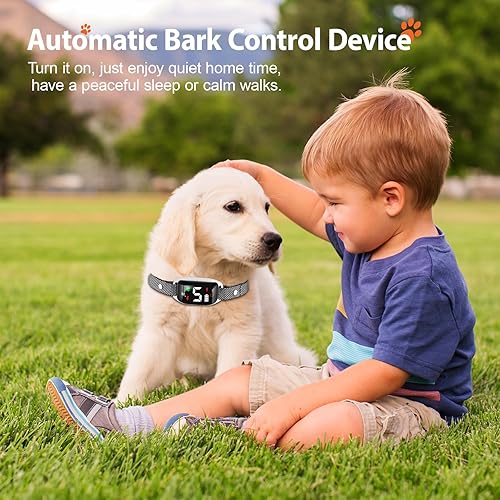 Miniatura 4 de Collar antiladridos recargable para perros grandes con 5 sensibilidades ajustables, collar antiladridos inteligente con pitido de vibración para