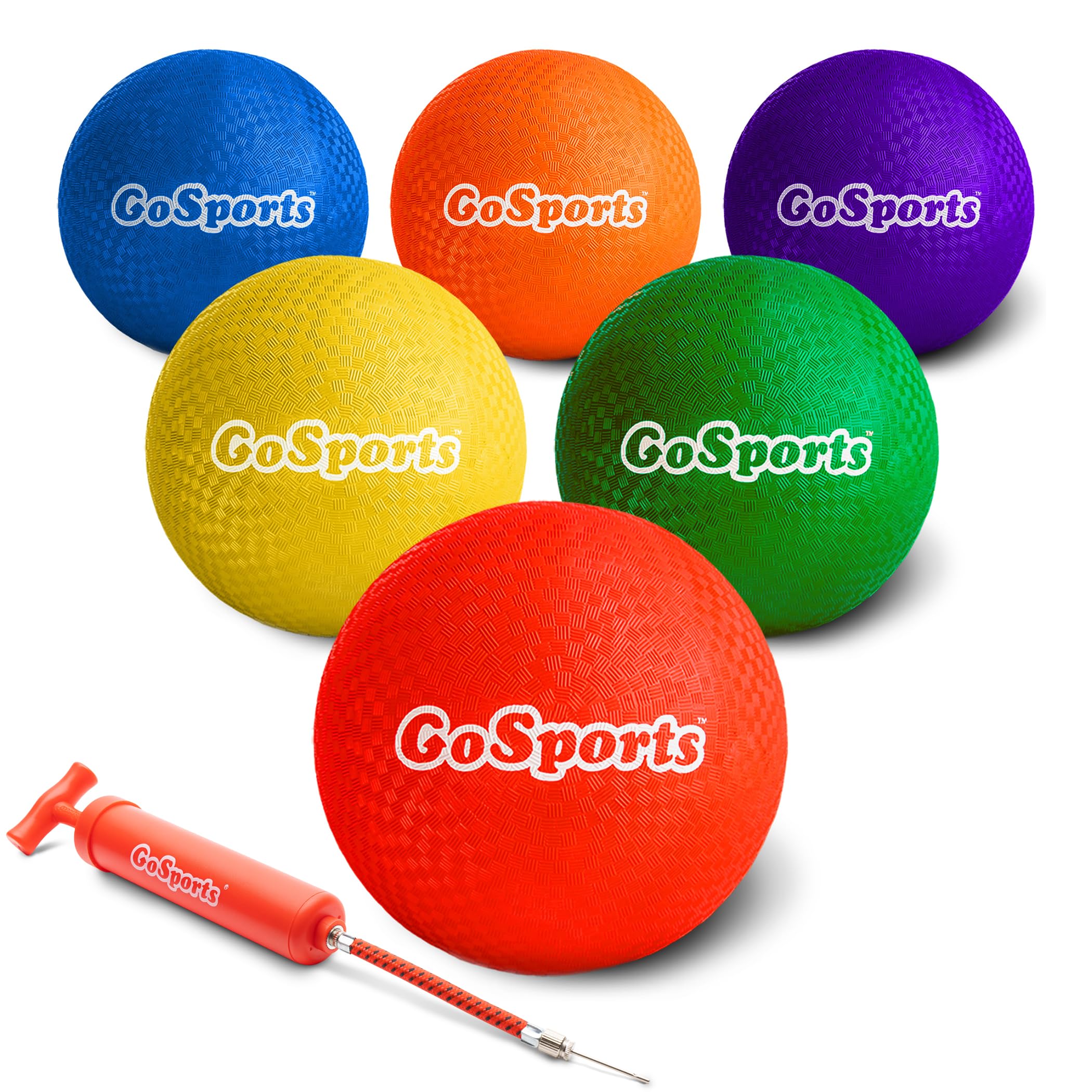 GoSports Playground Balls for Kids - Choose 8.5” or 10” Sizes - Heavy Duty Set of 6 with Carry Bag and Ball Pump