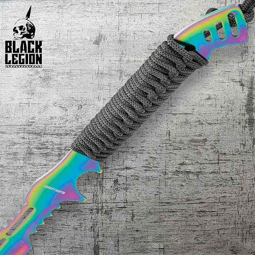 Miniatura 5 de Black Legion Atlantis - Espada de fantasía con vaina, construcción de acero inoxidable de una pieza, revestimiento de titanio arcoíris, agarre de