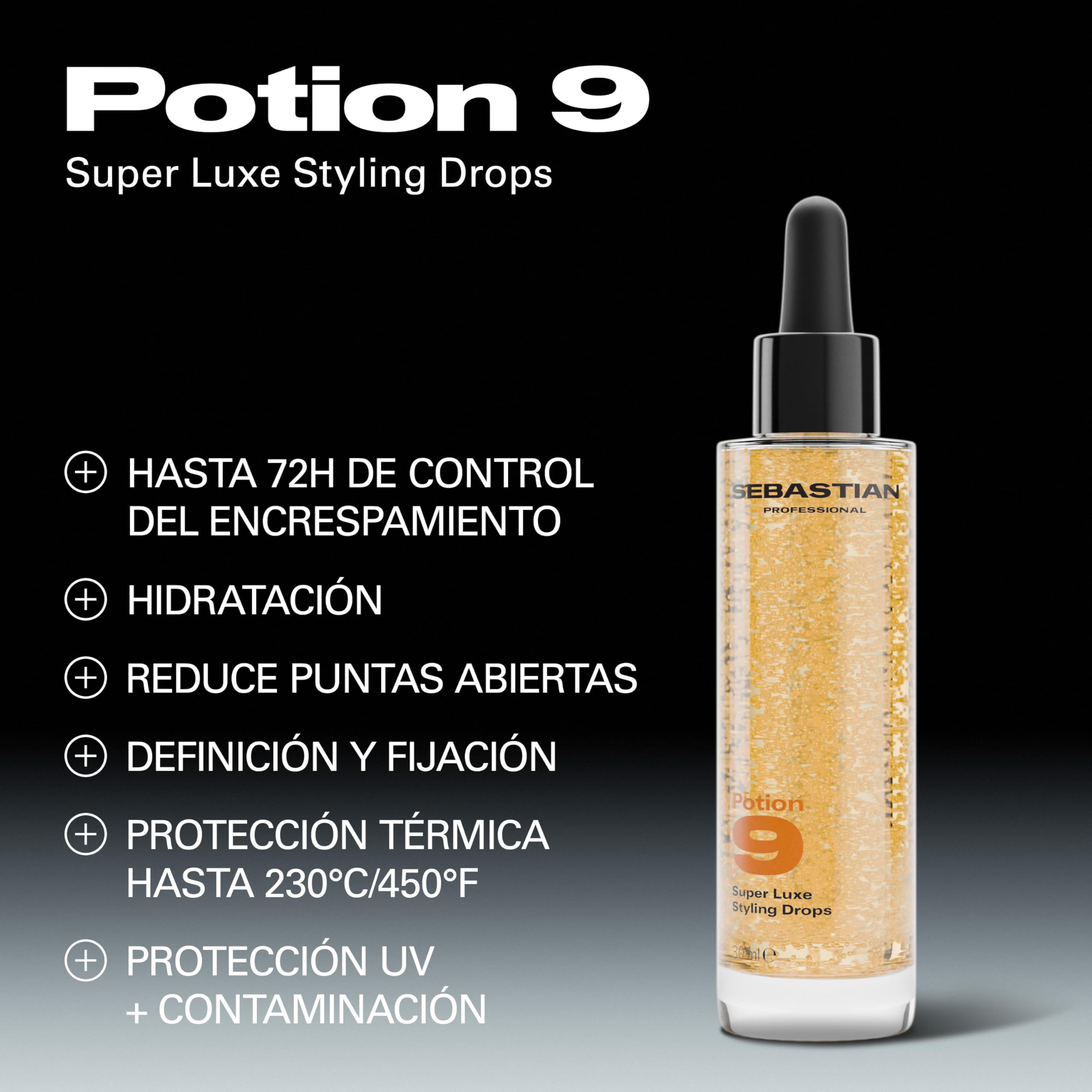 Sebastian Professional Potion 9 | Gotas de Peinado | Tratamiento Híbrido Ligero con Multibeneficios | Con 9 Extractos Botánicos | Tecnología de Microencapsulación | 30ml